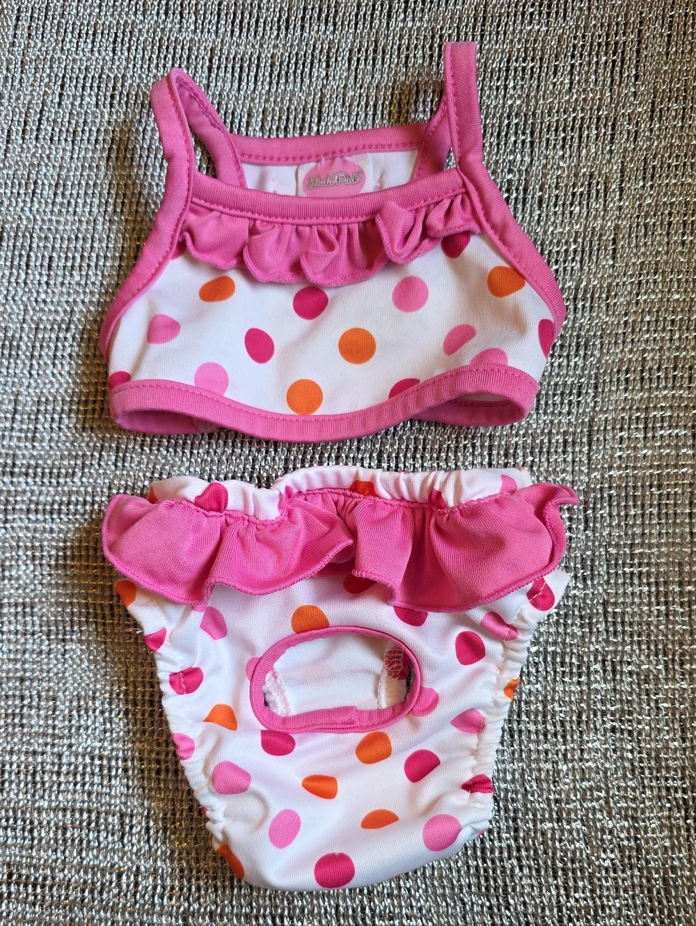 Pink Polka Dot Ruffle Swim Set for Babe Dog